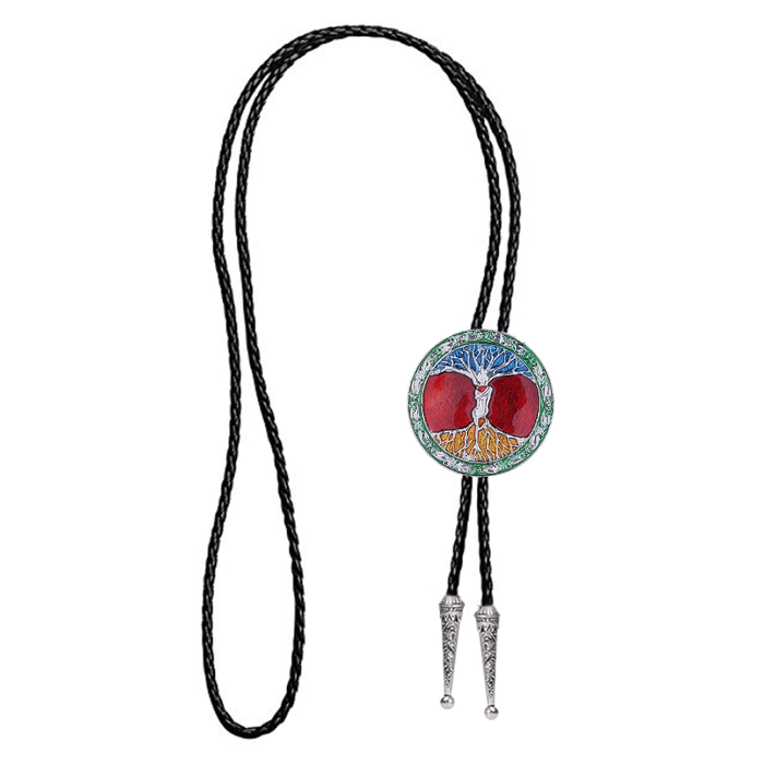 Tree of Life Necktie Red Tie Men's Western Bolo Tie