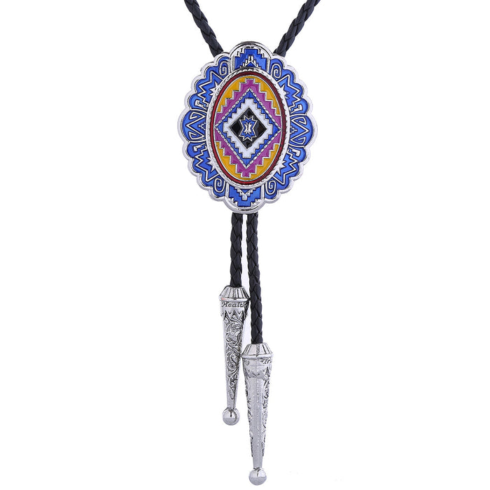 Navajo Suit Bolo Men Cowboy Tie Blue Necklace Bolo