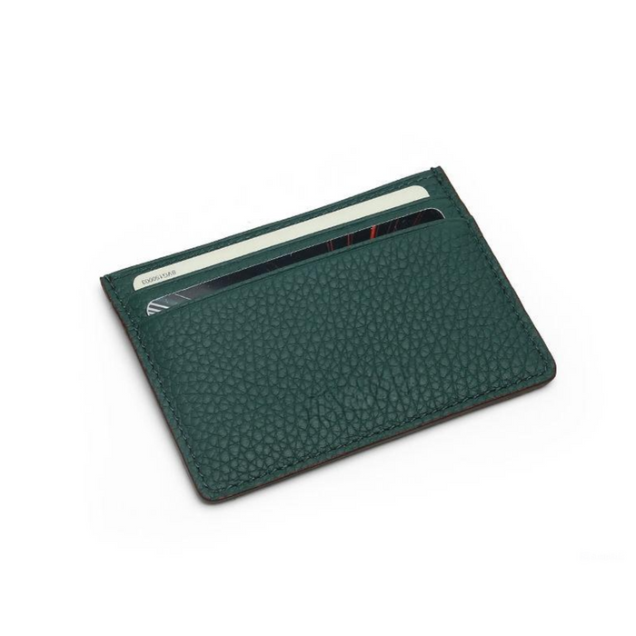 Minimalist Green Leather Card Holder