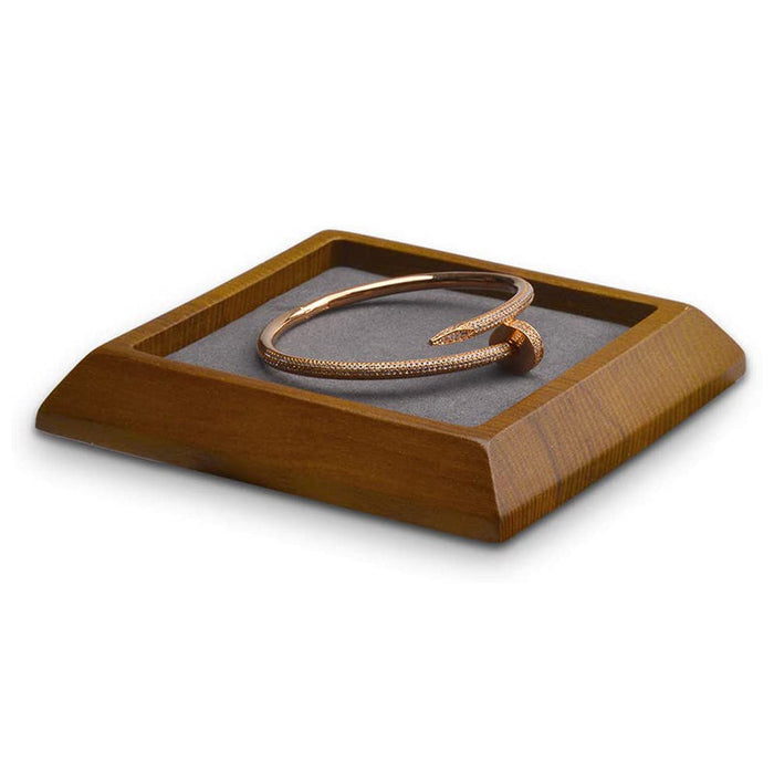 Small wood jewelry display tray in dark gray