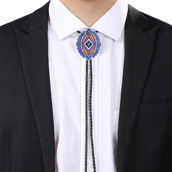 Navajo Suit Bolo Men Cowboy Tie Blue Necklace Bolo