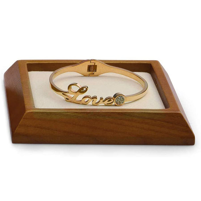 Small wood jewelry tray in cream white for display