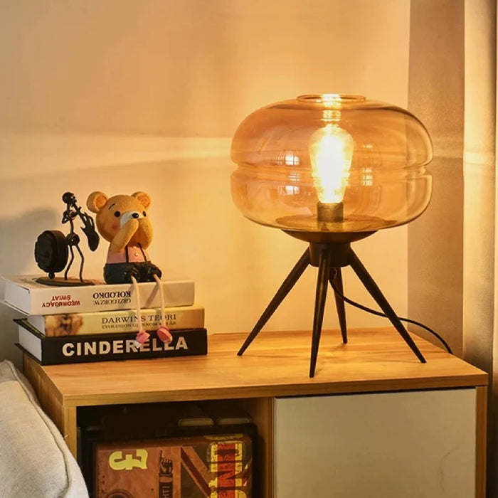 Sleek Tripod Base Glass Table Lamp with Contemporary Design