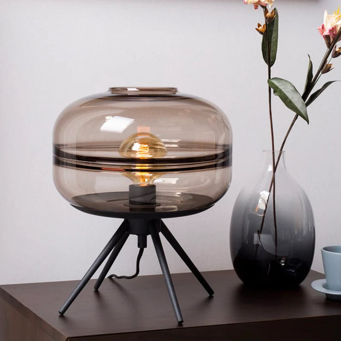 Sleek Tripod Base Glass Table Lamp with Contemporary Design