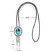 Mens Suit Bolo Tie Blue Glass Stone Tie with Rhinestone Necklace Bolo