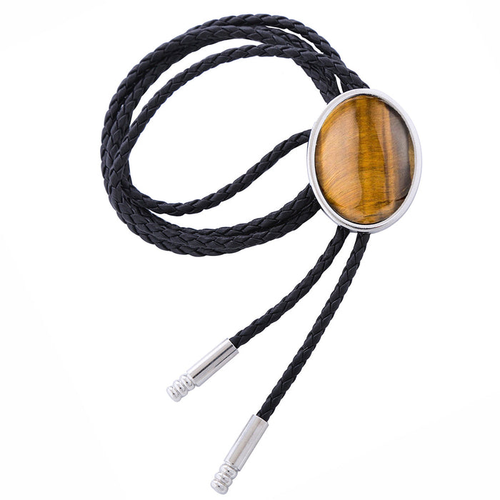 Men's Cat's Eye Bolo Wedding Tie Brown Bowlow Tie