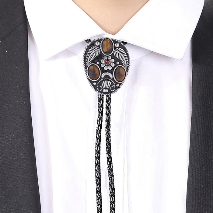 Tiger's Eye Bolo Ties Women's Suit Brown Tie Stone Bolo