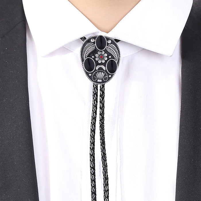 Men's Agate Bolo Tie Wedding Black Bolo Tie Stone Bolo