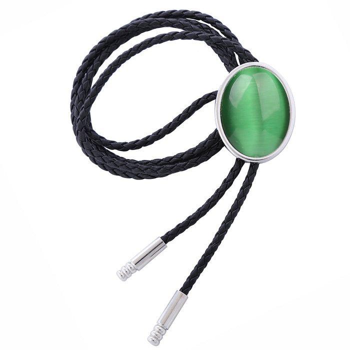 Modern Bolo Tie Mens Cat's Eye Bolo Wedding Green Tie