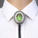 Mens Suit Tie Light Green Stone Glass Bolo Tie For Wedding with Rhinestone