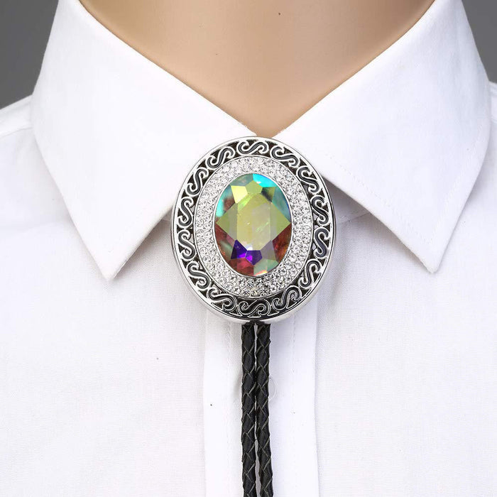 Mens Suit Tie Glass Stone Tie Mens Bolo Tie For Wedding Rhinestone