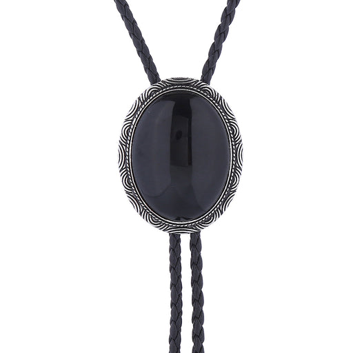 Black Bolo Tie Stone Agate Bolo Ties Men's Bolo Necktie