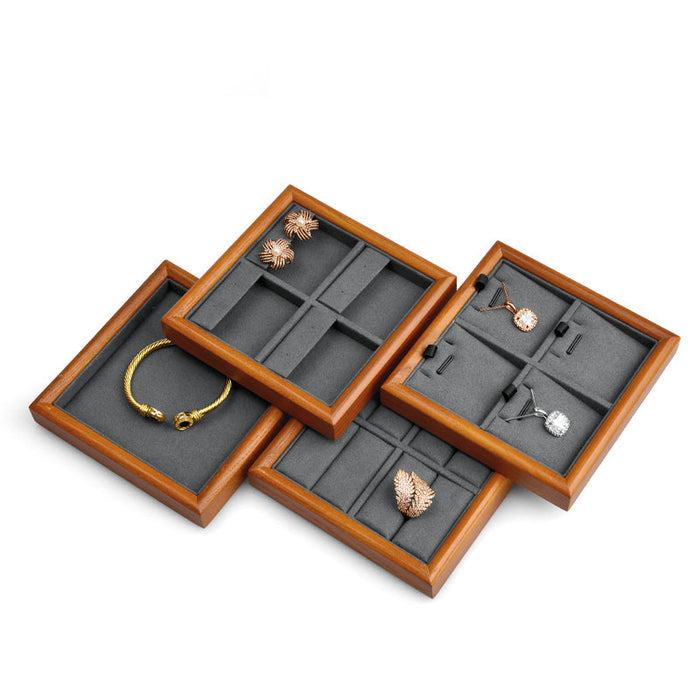 Square Wood Jewelry Storage Display Tray