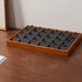 Dark gray wood jewelry organizer tray for necklaces pendants with 24 grids