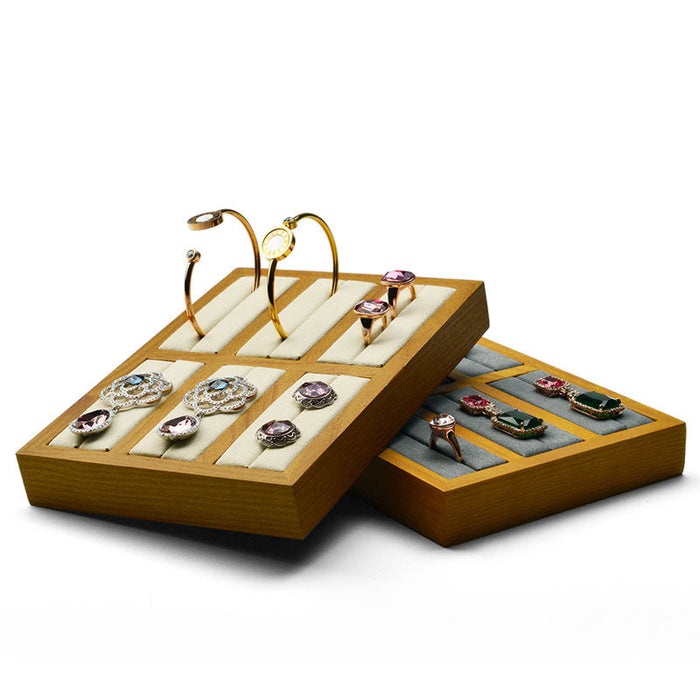 6-slot wood jewelry display stand