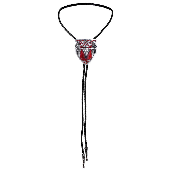 Longhorn Bolo Tie Red Mens Western Tie Buffalo Bolo