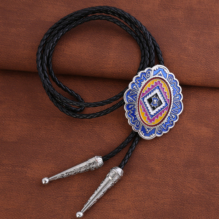 Navajo Suit Bolo Men Cowboy Tie Blue Necklace Bolo