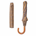 luxury ocher striped umbrella with wood handle