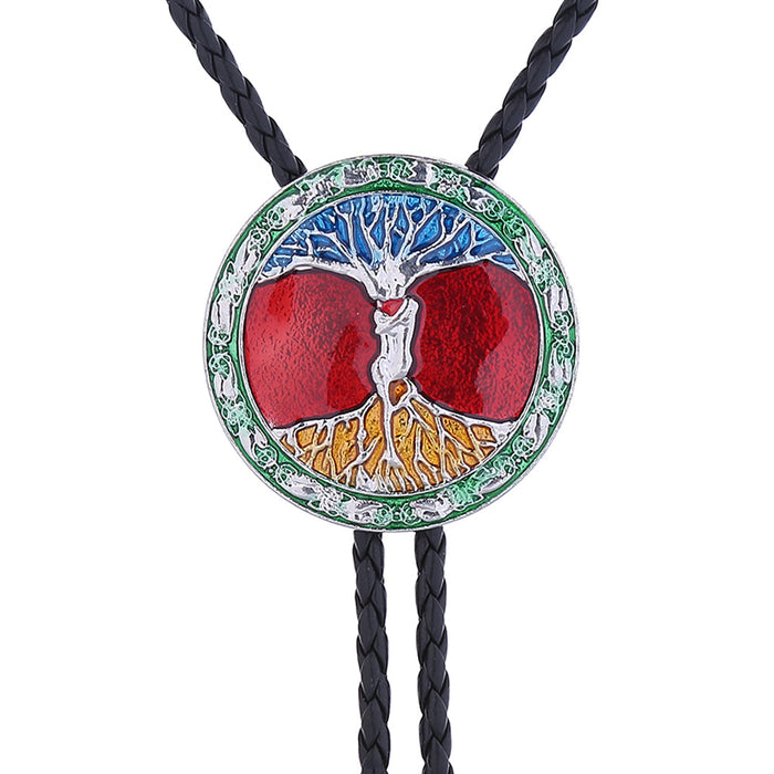 Tree of Life Pattern Bolo Necklace Black Western Bolo Tie