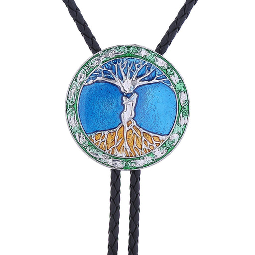 Tree of Life Pattern Bolo Necklace Black Western Bolo Tie