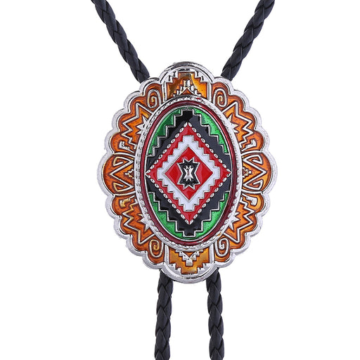 Navajo Cowboy Bolo Vintage Necktie Orange Tie Necklace