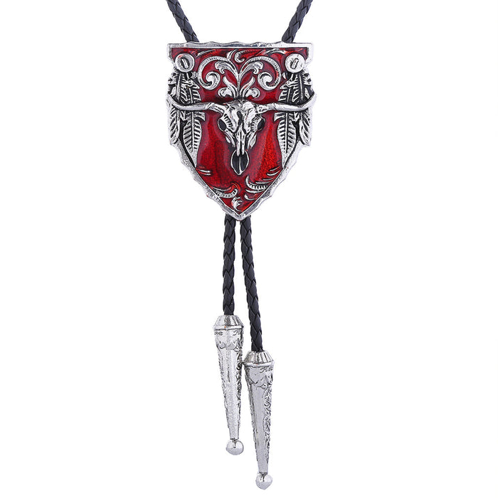 Longhorn Bolo Tie Red Mens Western Tie Buffalo Bolo