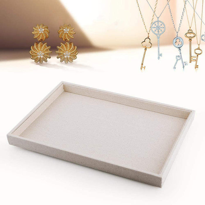 Stackable linen jewelry display tray