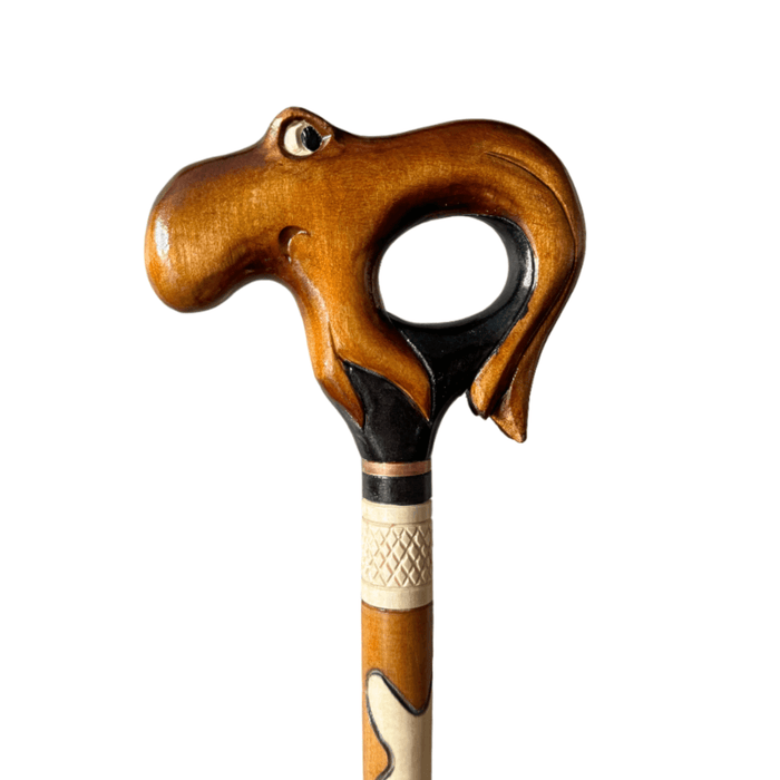 Walking Cane In The Shape Of An Octopus, Wood Painted Cane