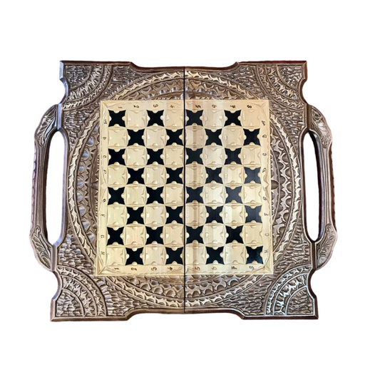 Exquisite hand-carved backgammon board