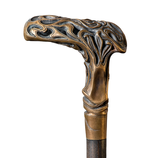 Art Nouveau antique bronze handle walking cane