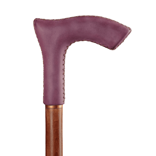 Leather Walking Cane Marsala - Elegant Ergonomic Design Handle