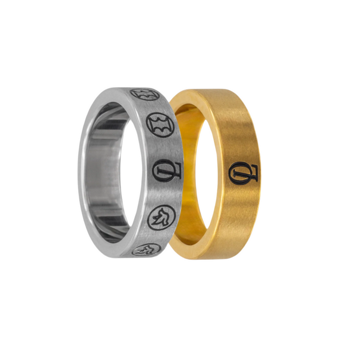 Silver & Gold Pair Of Freedom Band Rings