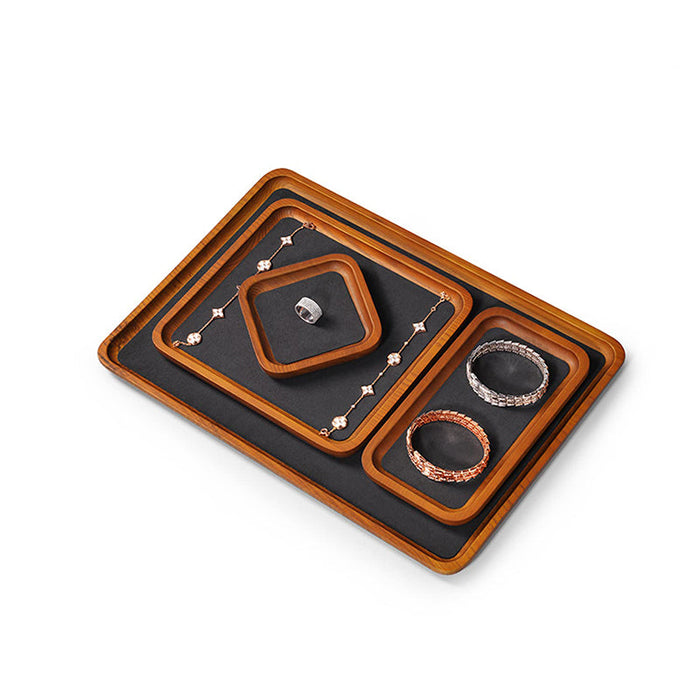 Medium wood jewelry display tray in dark gray