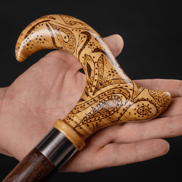 Victorian Style Derby Walking Cane Paisley Unique Design