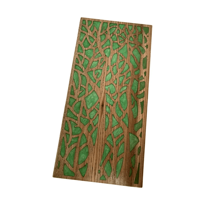 Backgammon set featuring a forest-themed epoxy resin design