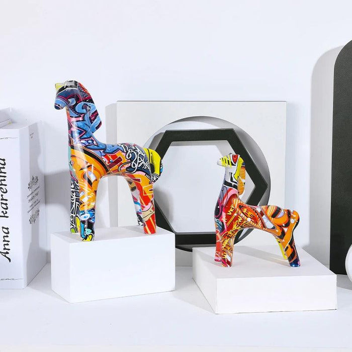 Painted Llama Statue (Pair)