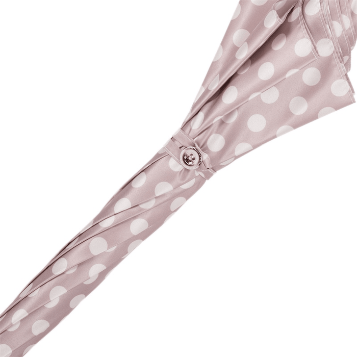 Pink Polka Dot Rainproof Leather Manual Parasol for Women - Artynov | Unique Handmade Accessories