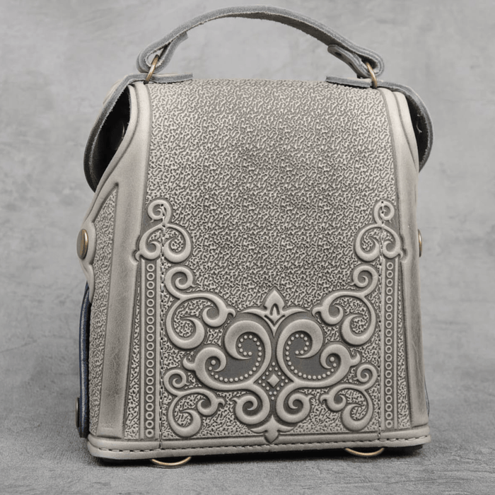 Women's Leather Small Backpack: Stylish Boho Pack with Embossing