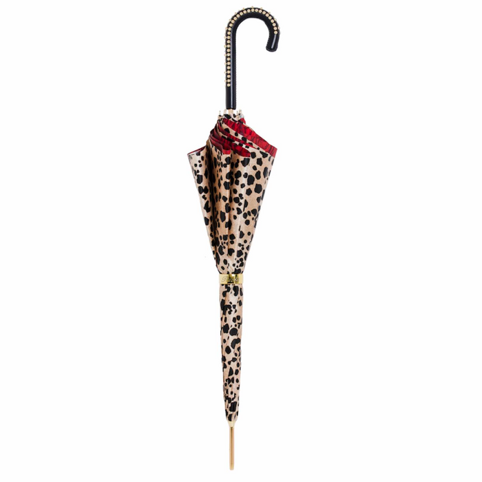 red rose leopard print umbrella with unique handle