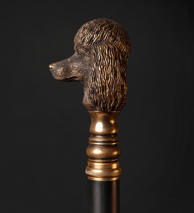 Luxurious Artistic Poodle Head with Black Crystals - Handmade Cane