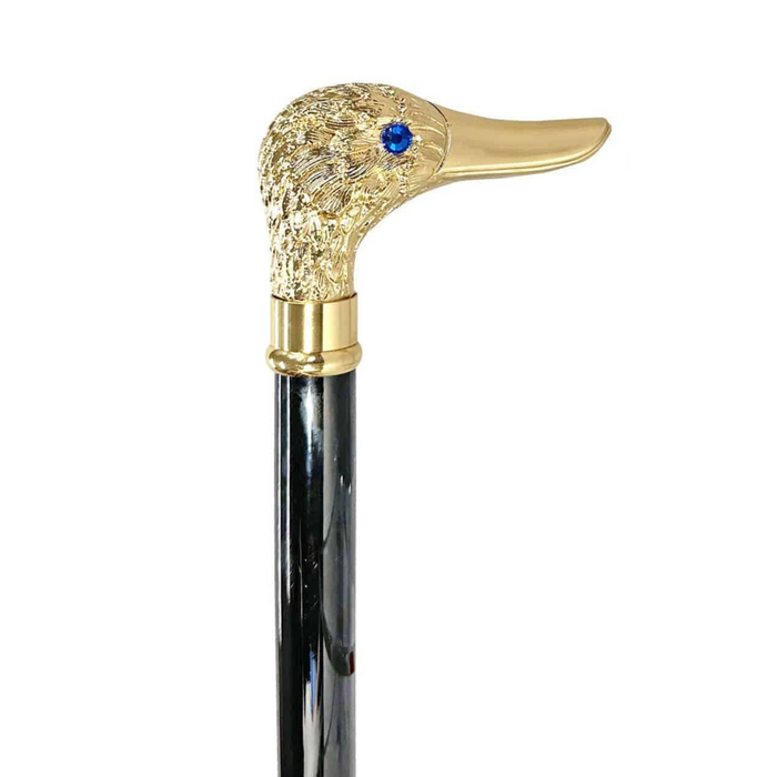 Unique Handmade 24K Gold-plated Duck Walking Stick