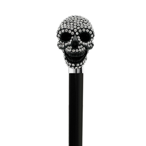 Luxury Black Skull Cane with Swarovski Crystals