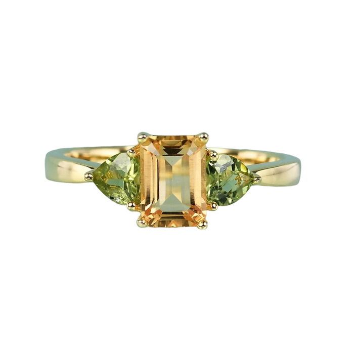 Elegant Citrine Ring with Peridot Accents