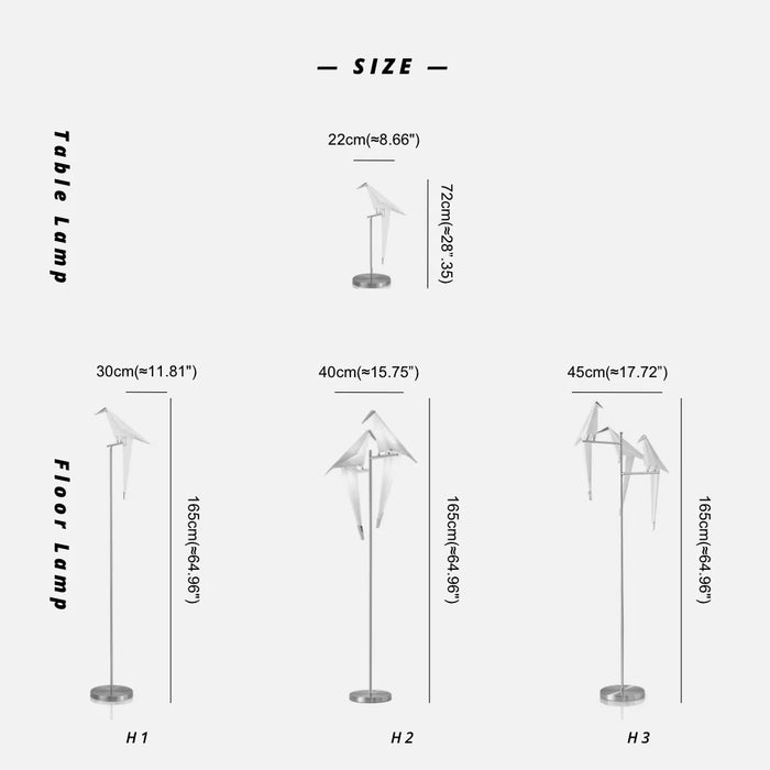 Stylish Origami Bird-Inspired Table or Floor Lamp with a Unique and Artistic Design