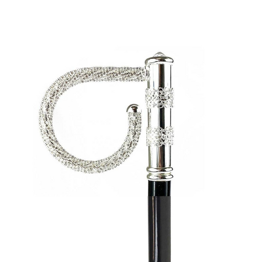 Stylish walking cane with silver-plated handle and crystals