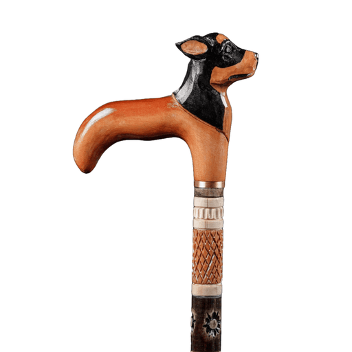 Hand Carved Dog Walking Cane - Carved Dog Head Walking Stick