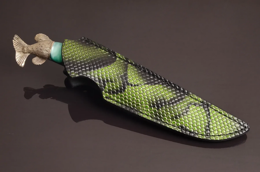 Couteau en acier Damas avec manche en bois hybride époxy rouge
