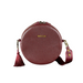 Unique Round Leather Bag for Women with Decorative Tassel