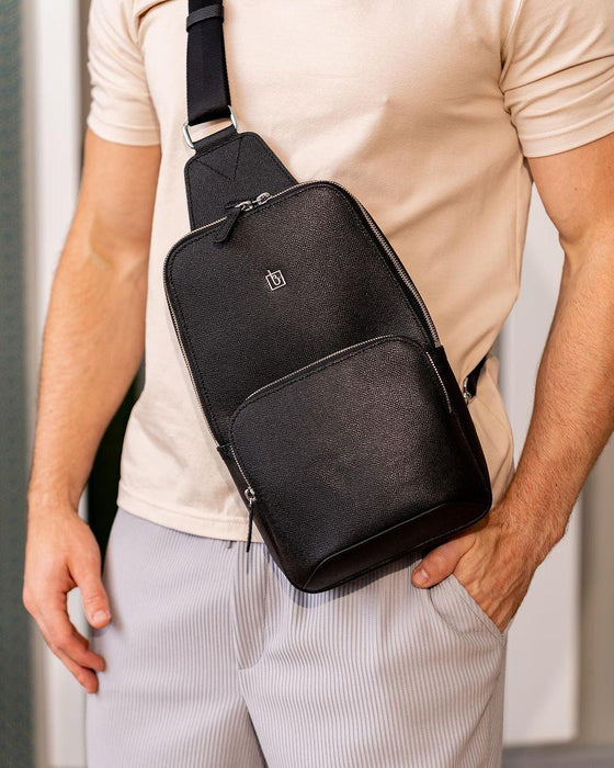 Trendy Leather Sling Bag for Men - Stylish One-Shoulder Chest Backpack