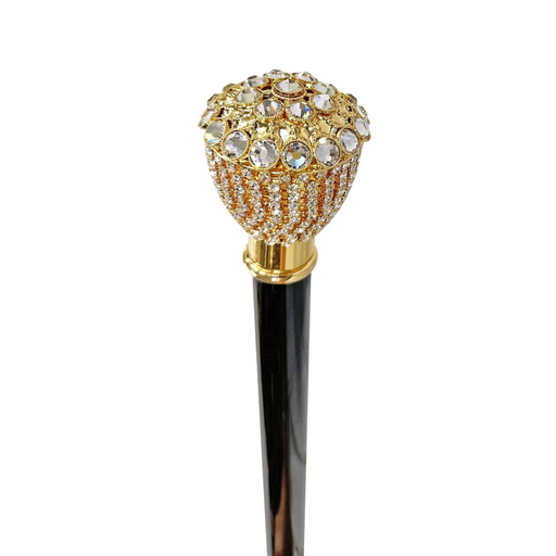 Stylish walking cane with crystal-embellished knob